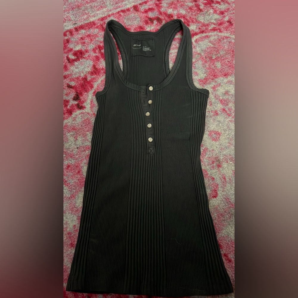 Aerie Black Ribbed Sleeveless Tank Top